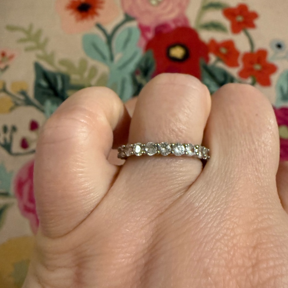 Sterling Silver Cubic Zirconia Eternity Band Ring Size 8 Stackable Wedding Band
